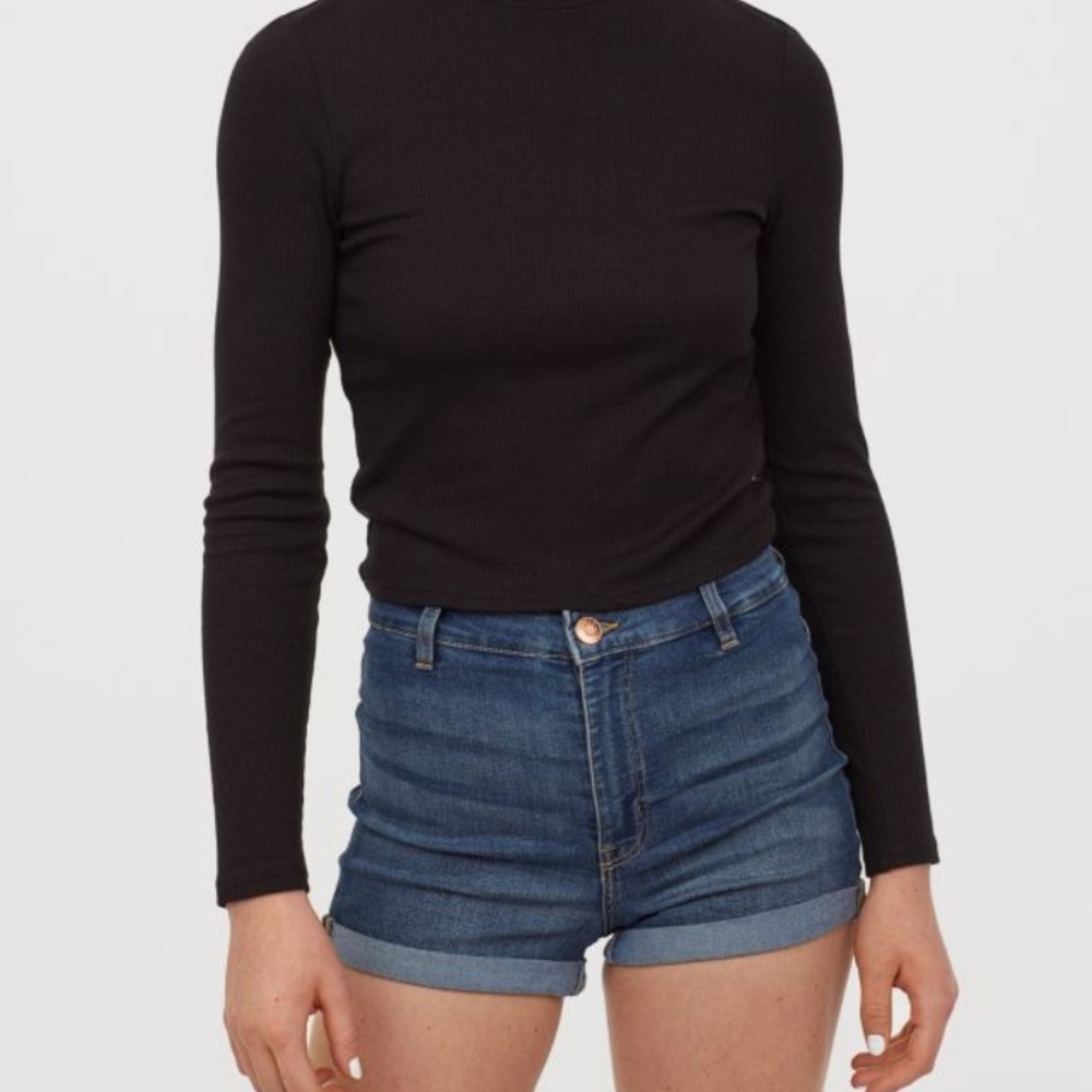 H&M dark denim high waist shorts